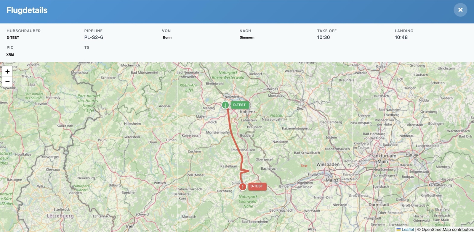 Flight Logger Dashboard – Hubschrauber Status und Echtzeit-Tracking