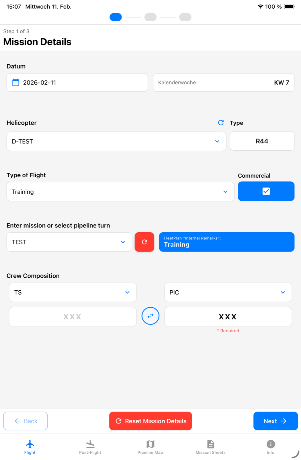 Mission Details – Schritt 1: Flugplanung und Crew-Zuordnung
