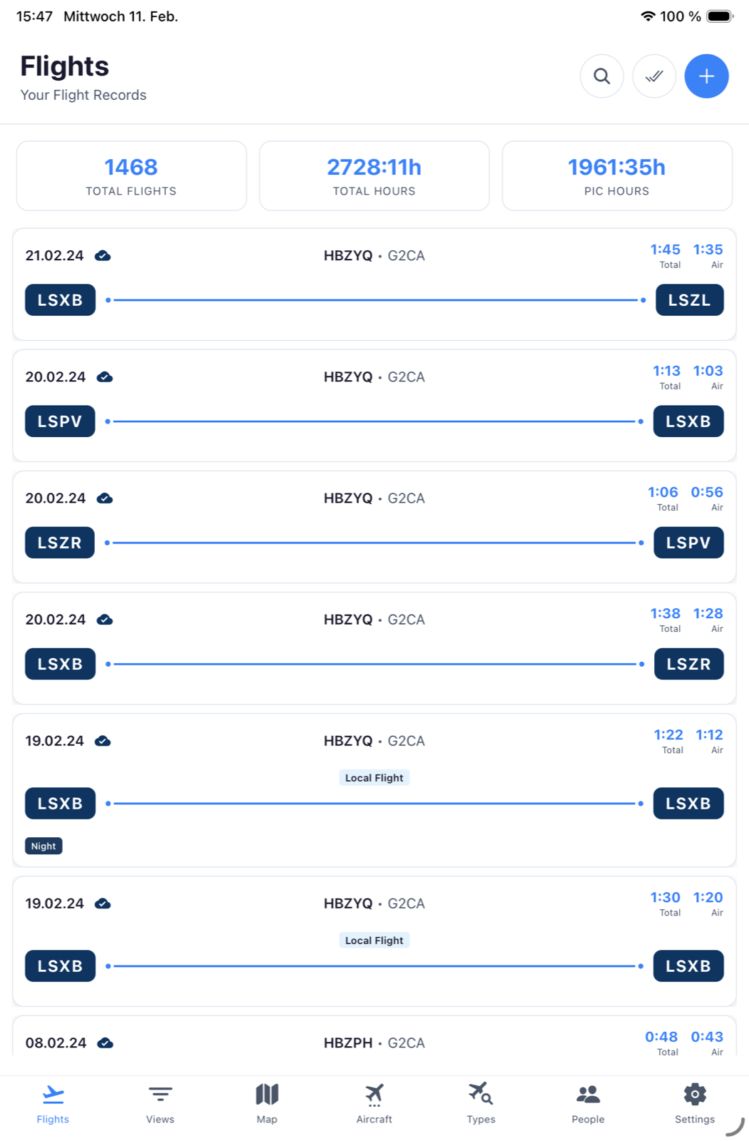 LogbookOne – Flight Heatmap zur Visualisierung der Flugdichte