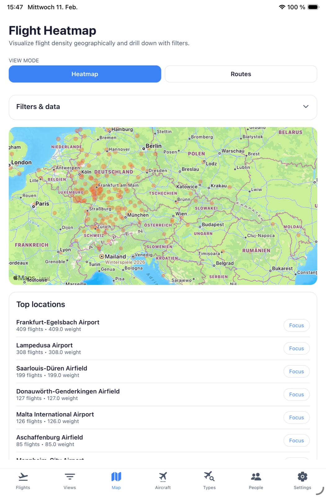 LogbookOne – Flugliste